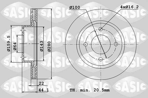 Sasic 6106152 Диск гальмівний передній вентильований 6106152: Купити в Україні - Добра ціна на EXIST.UA!