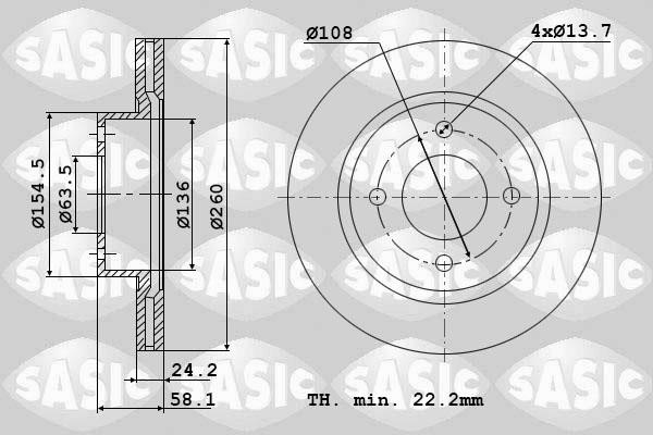 Sasic 9004359J Диск гальмівний передній вентильований 9004359J: Купити в Україні - Добра ціна на EXIST.UA!