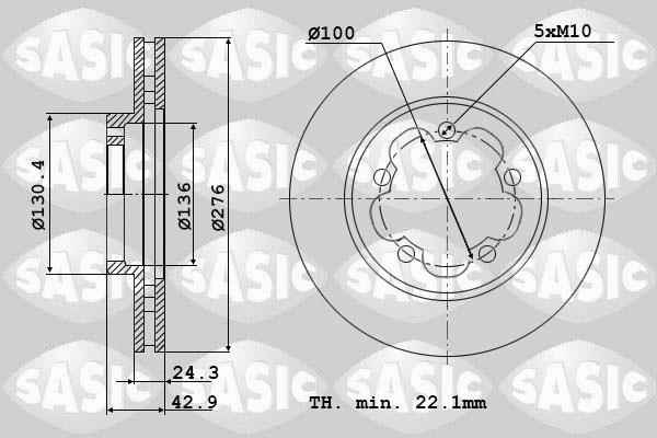 Sasic 9004909J Диск гальмівний передній вентильований 9004909J: Купити в Україні - Добра ціна на EXIST.UA!