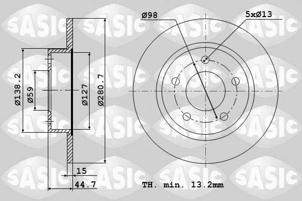 Sasic 9004503J Диск гальмівний передній невентильований 9004503J: Купити в Україні - Добра ціна на EXIST.UA!