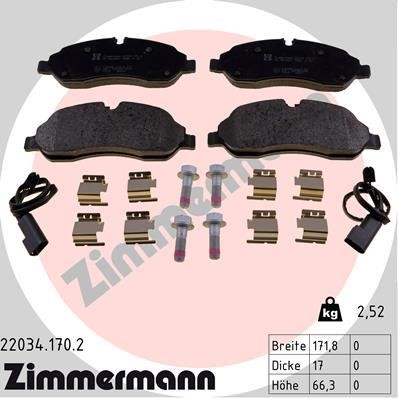 Otto Zimmermann 22034.170.2 Гальмівні колодки передні, комплект 220341702: Купити в Україні - Добра ціна на EXIST.UA!