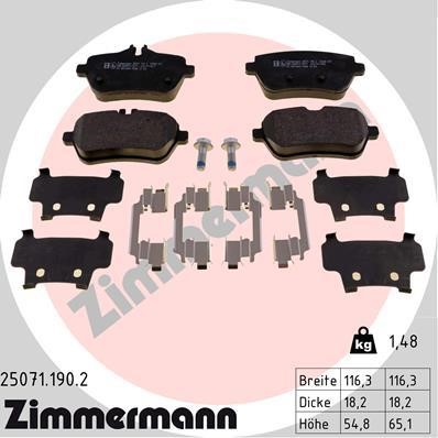 Otto Zimmermann 25071.190.2 Гальмівні колодки, комплект 250711902: Купити в Україні - Добра ціна на EXIST.UA!