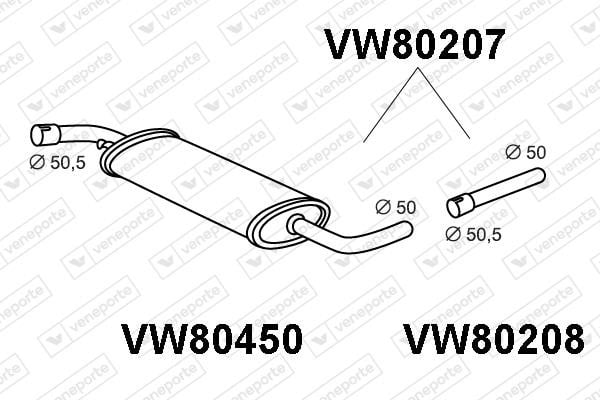 Veneporte VW80207 Глушник, середня частина VW80207: Купити в Україні - Добра ціна на EXIST.UA!