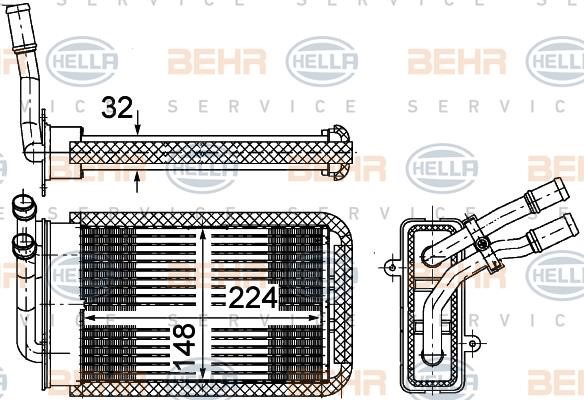 Hella 8FH 351 002-141 Радіатор опалювача салону 8FH351002141: Приваблива ціна - Купити в Україні на EXIST.UA!