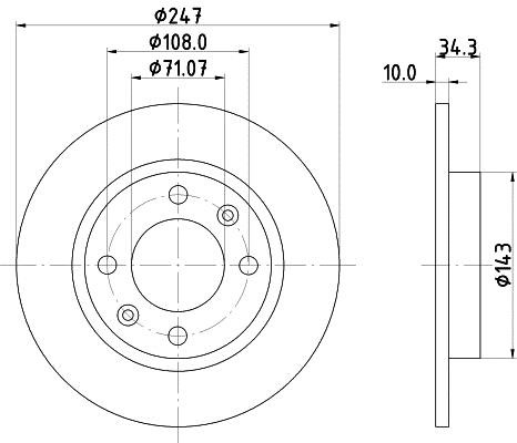 Hella 8DD 355 102-061 Диск гальмівний задній невентильований 8DD355102061: Купити в Україні - Добра ціна на EXIST.UA!