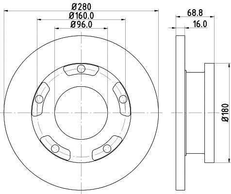 8DD355113811 Hella Тормозной диск задний невентилируемый