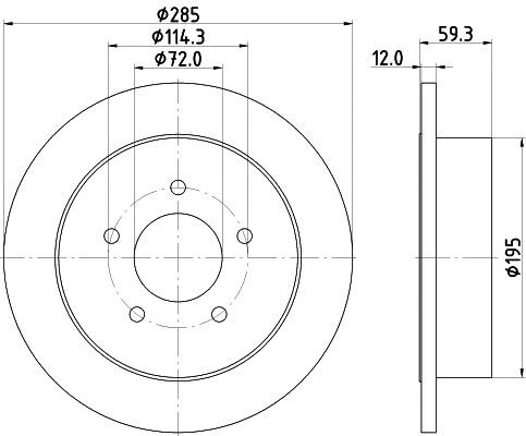 Hella 8DD 355 118-341 Диск гальмівний задній невентильований 8DD355118341: Приваблива ціна - Купити в Україні на EXIST.UA!