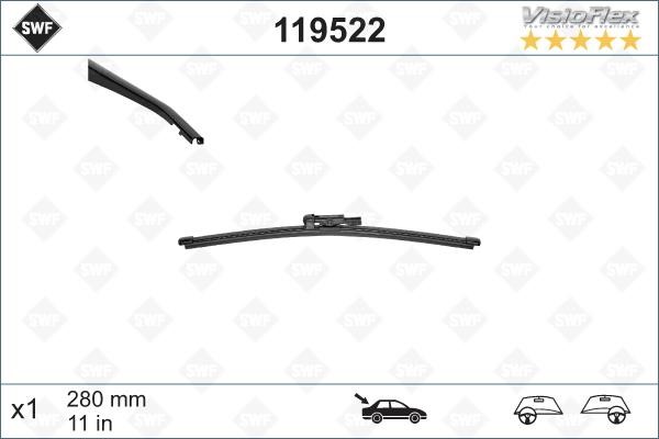 SWF 119522 Щітка склоочисника задня SWF VisioFlex Rear 280 мм (11") 119522: Купити в Україні - Добра ціна на EXIST.UA!