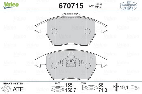 Valeo 670715 Гальмівні колодки, комплект 670715: Купити в Україні - Добра ціна на EXIST.UA!