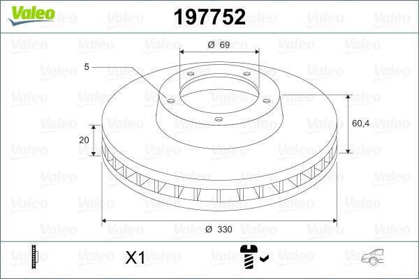 Valeo 197752 Диск гальмівний задній вентильований 197752: Купити в Україні - Добра ціна на EXIST.UA!