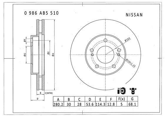Bosch 0 986 AB5 510 Диск гальмівний 0986AB5510: Купити в Україні - Добра ціна на EXIST.UA!