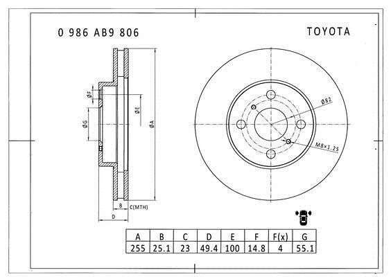 Bosch 0 986 AB9 806 Диск гальмівний передній вентильований 0986AB9806: Купити в Україні - Добра ціна на EXIST.UA!