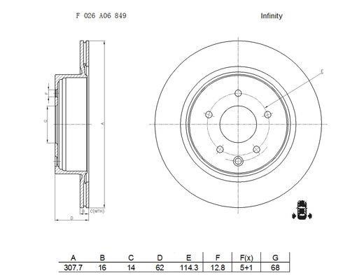Bosch F 026 A06 849 Диск гальмівний F026A06849: Купити в Україні - Добра ціна на EXIST.UA!