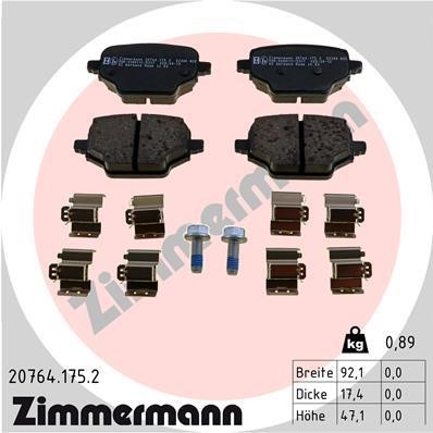 Otto Zimmermann 20764.175.2 Гальмівні колодки, комплект 207641752: Купити в Україні - Добра ціна на EXIST.UA!