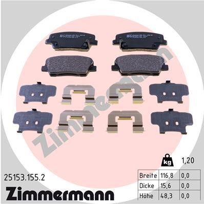Otto Zimmermann 25153.155.2 Гальмівні колодки, комплект 251531552: Купити в Україні - Добра ціна на EXIST.UA!