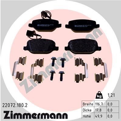 Otto Zimmermann 22072.180.2 Гальмівні колодки, комплект 220721802: Купити в Україні - Добра ціна на EXIST.UA!