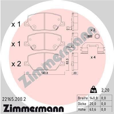 Otto Zimmermann 22165.200.2 Гальмівні колодки, комплект 221652002: Купити в Україні - Добра ціна на EXIST.UA!