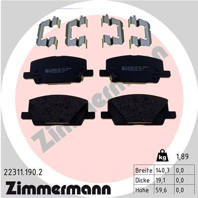 Otto Zimmermann 22311.190.2 Гальмівні колодки, комплект 223111902: Купити в Україні - Добра ціна на EXIST.UA!