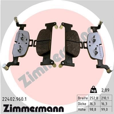 Otto Zimmermann 22402.960.1 Гальмівні колодки, комплект 224029601: Купити в Україні - Добра ціна на EXIST.UA!