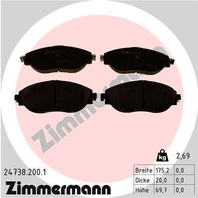 Otto Zimmermann 24738.200.1 Гальмівні колодки, комплект 247382001: Купити в Україні - Добра ціна на EXIST.UA!