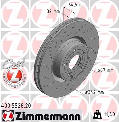 Otto Zimmermann 400.5528.20 Гальмівний диск 400552820: Купити в Україні - Добра ціна на EXIST.UA!