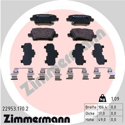 Otto Zimmermann 22953.170.2 Гальмівні колодки, комплект 229531702: Купити в Україні - Добра ціна на EXIST.UA!