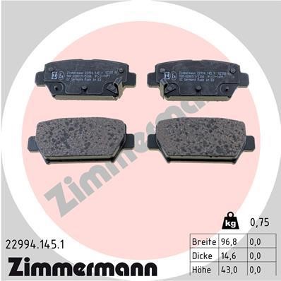 229941451 Otto Zimmermann Тормозные колодки дисковые, комплект