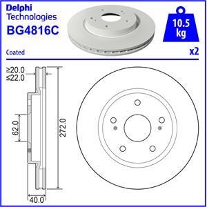 Delphi BG4816C Гальмівний диск BG4816C: Купити в Україні - Добра ціна на EXIST.UA!