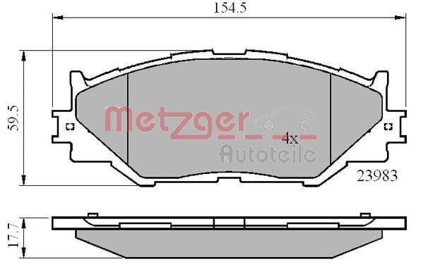 Metzger 1170867 Гальмівні колодки, комплект 1170867: Купити в Україні - Добра ціна на EXIST.UA!