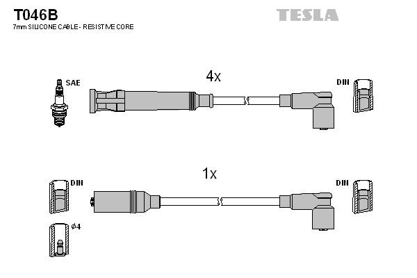 Tesla T046B Дроти високовольтні, комплект T046B: Купити в Україні - Добра ціна на EXIST.UA!