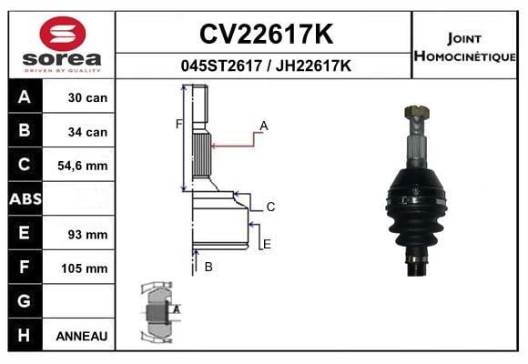EAI CV22617K Комплект шарнірів, приводний вал CV22617K: Купити в Україні - Добра ціна на EXIST.UA!