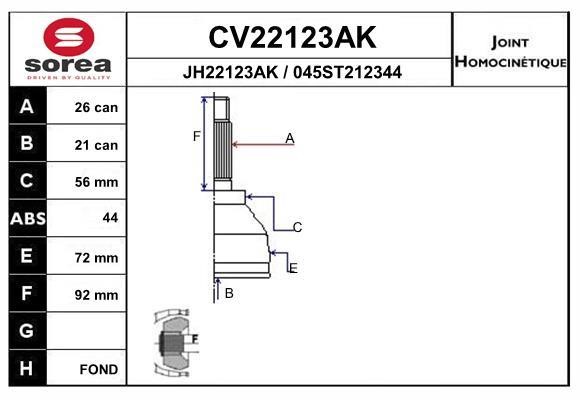 EAI CV22123AK Шарнір рівних кутових швидкостей (ШРКШ) CV22123AK: Купити в Україні - Добра ціна на EXIST.UA!
