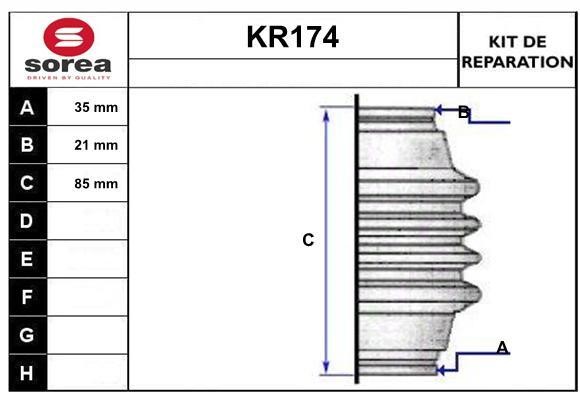 EAI KR174 Пильовик приводного валу, комплект KR174: Купити в Україні - Добра ціна на EXIST.UA!