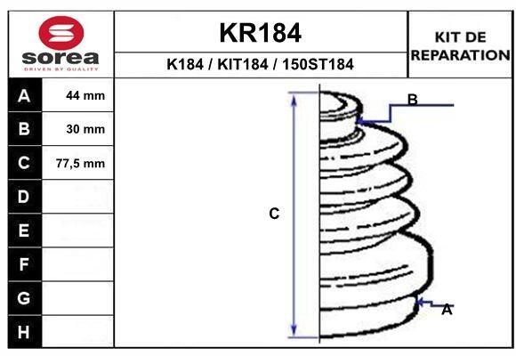 EAI KR184 Пильовик приводного валу, комплект KR184: Купити в Україні - Добра ціна на EXIST.UA!