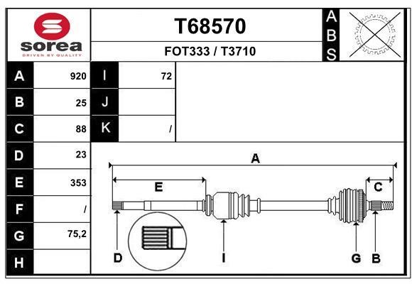 EAI T68570 Вал привідний T68570: Купити в Україні - Добра ціна на EXIST.UA!