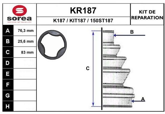 EAI KR187 Пильовик приводного валу, комплект KR187: Приваблива ціна - Купити в Україні на EXIST.UA!