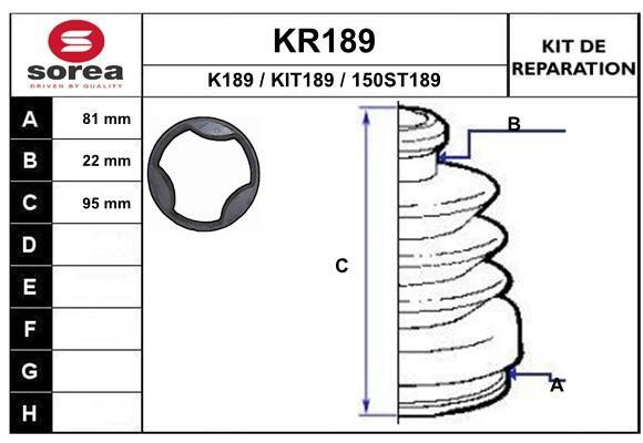 EAI KR189 Пильовик приводного валу, комплект KR189: Приваблива ціна - Купити в Україні на EXIST.UA!