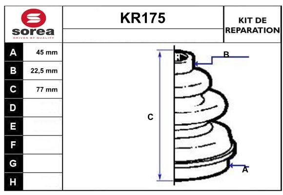 EAI KR175 Пильовик приводного валу, комплект KR175: Приваблива ціна - Купити в Україні на EXIST.UA!