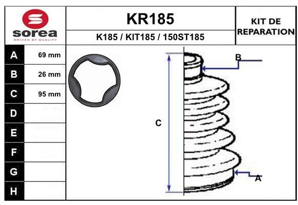 EAI KR185 Пильовик приводного валу, комплект KR185: Купити в Україні - Добра ціна на EXIST.UA!