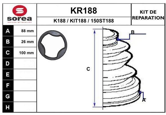 EAI KR188 Пильовик приводного валу, комплект KR188: Приваблива ціна - Купити в Україні на EXIST.UA!