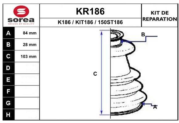 EAI KR186 Пильовик приводного валу, комплект KR186: Приваблива ціна - Купити в Україні на EXIST.UA!