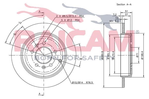 Диск гальмівний задній невентильований Raicam RD00639
