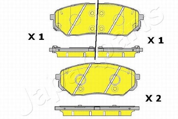 Гальмівні колодки передні, комплект Japanparts PA-K30AF