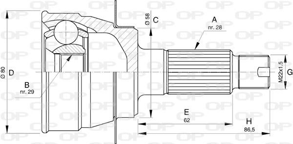 Open parts CVJ5732.10 Комплект шарнірів, приводний вал CVJ573210: Купити в Україні - Добра ціна на EXIST.UA!