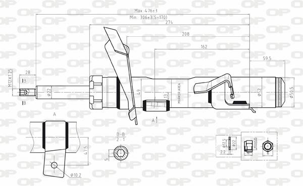 Open parts SAB8154.31 Амортизатор підвіски передній лівий газомасляний SAB815431: Купити в Україні - Добра ціна на EXIST.UA!