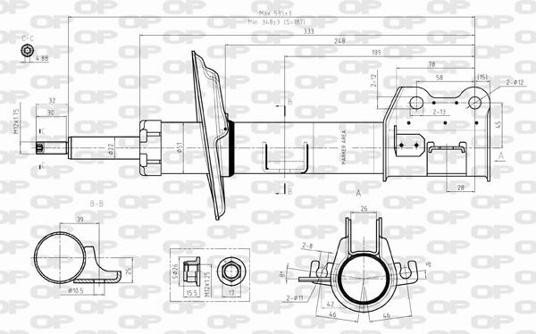 Open parts SAB8299.31 Амортизатор підвіски передній лівий газомасляний SAB829931: Приваблива ціна - Купити в Україні на EXIST.UA!
