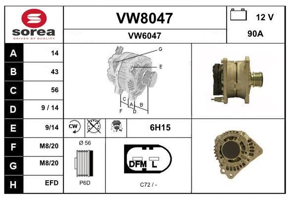 SNRA VW8047 Генератор VW8047: Купити в Україні - Добра ціна на EXIST.UA!
