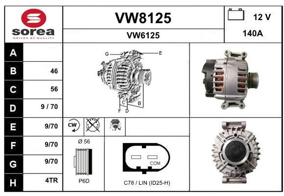 SNRA VW8125 Генератор VW8125: Купити в Україні - Добра ціна на EXIST.UA!