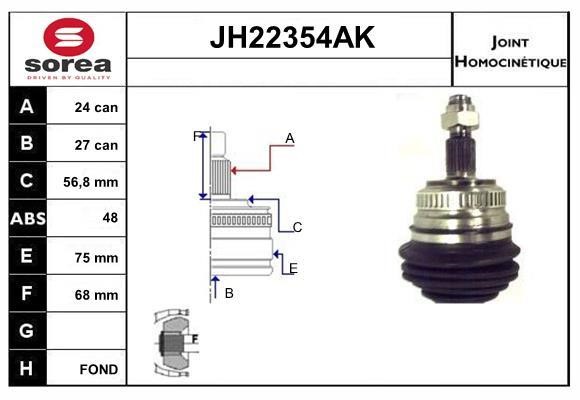 SNRA JH22354AK Шарнір рівних кутових швидкостей (ШРКШ) JH22354AK: Купити в Україні - Добра ціна на EXIST.UA!