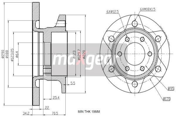 Maxgear 192405 Диск гальмівний передній невентильований 192405: Купити в Україні - Добра ціна на EXIST.UA!